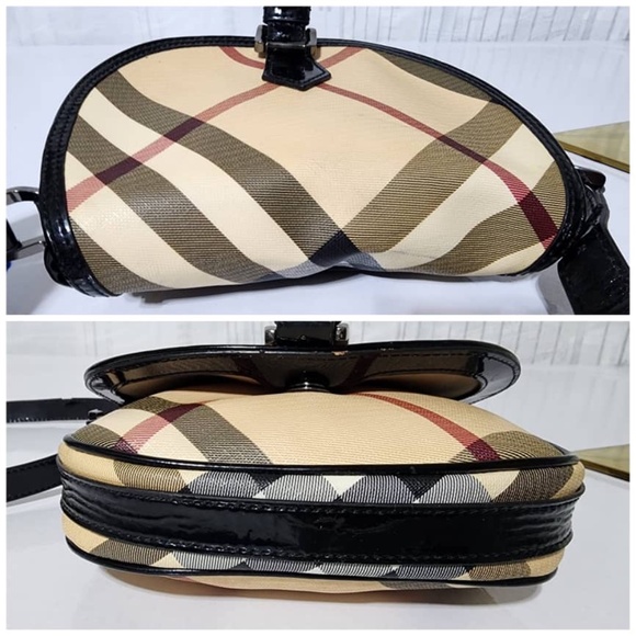 Authentic Burberry Nova Check Coated Canvas and Patent Leather Crossbody Bag - Picture 12 of 14